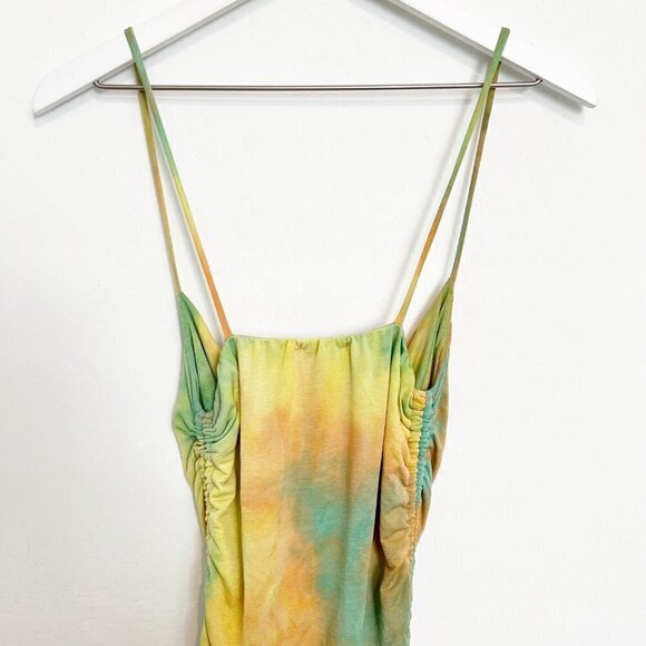 Tie Dye Ruched Rainbow Bodycon Fairy Y2K Disco Baddie Club Party Mini Dress S - Picture 6 of 7